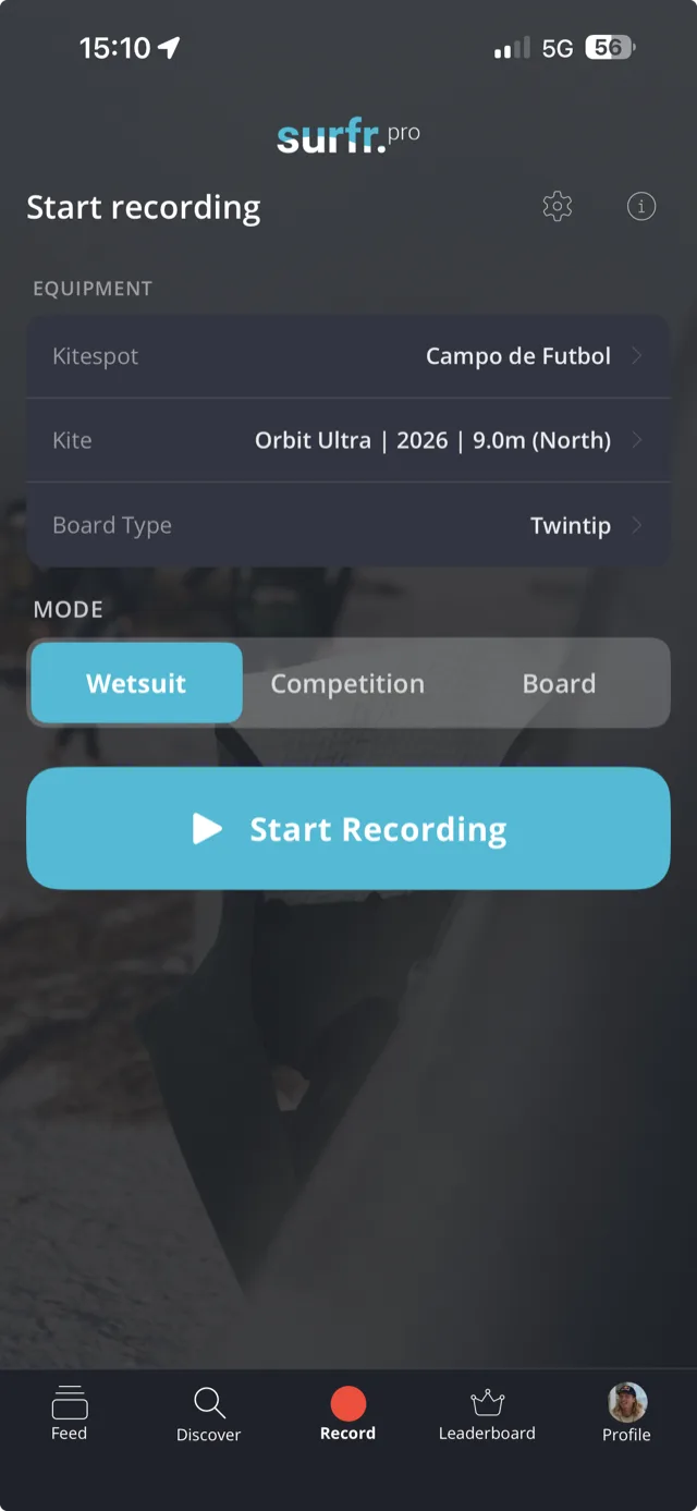 iPhone. Recording start screen.